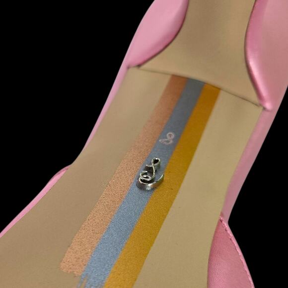 Sam Edelman Brit Satin Mule Pink Pointy Embellished Buckle Quilted Kitten Heel 8 - Picture 9 of 15